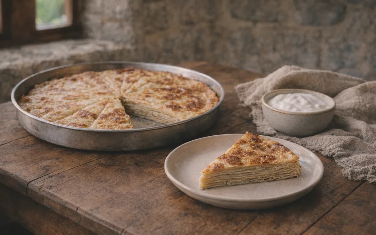Flija Recipe: Layered Albanian Mountain Pancake Pie